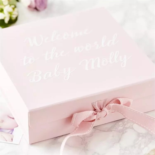 Custom Foldable Baby Clothes Gift Box With Ribbon