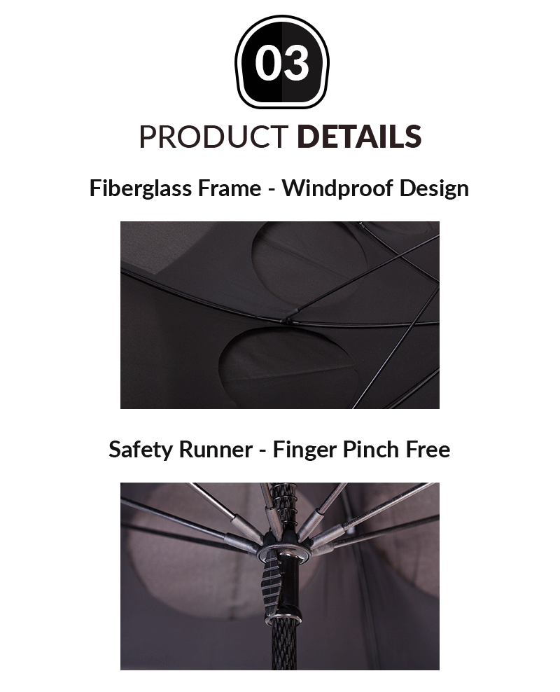 Black Windproof Golf Umbrella