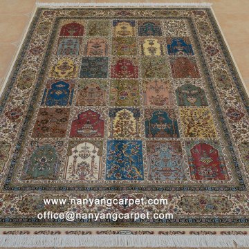 6'x9' Handwoven Silk Garden Design Iranian Rug