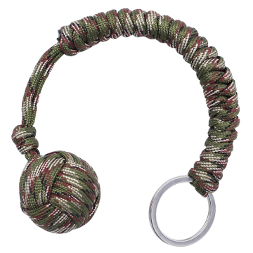 Custom Braided Lanyard with Stainless Steel Ball and Monkey Fist Paracord Keychain