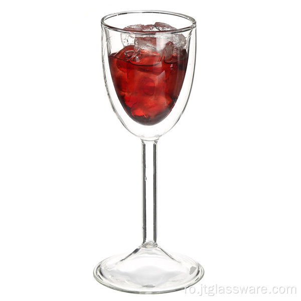 Pahar de vin transparent cu perete dublu