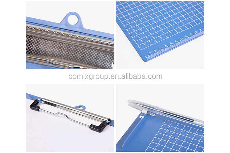 High quality competitive price factory produce metal clip A4 plastic white grid clipboard with pen holder