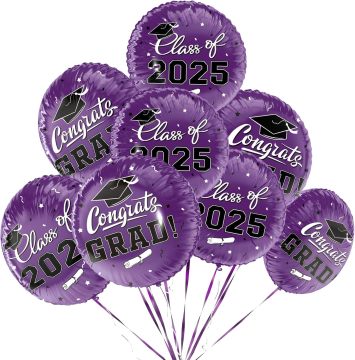 Purple graduation helium balloons