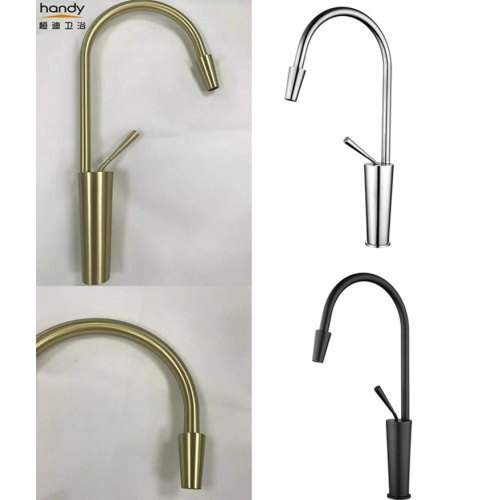 Single-handle brushed gold kitchen sink mixer faucet