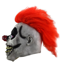 Halloween Party Adult Latex Mask - Evil Laughing Clown with Red Hair, Big Mouth and Fangs
