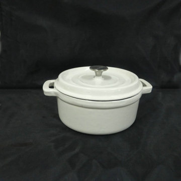 White Enameled Cast Iron Saucepan Casserole