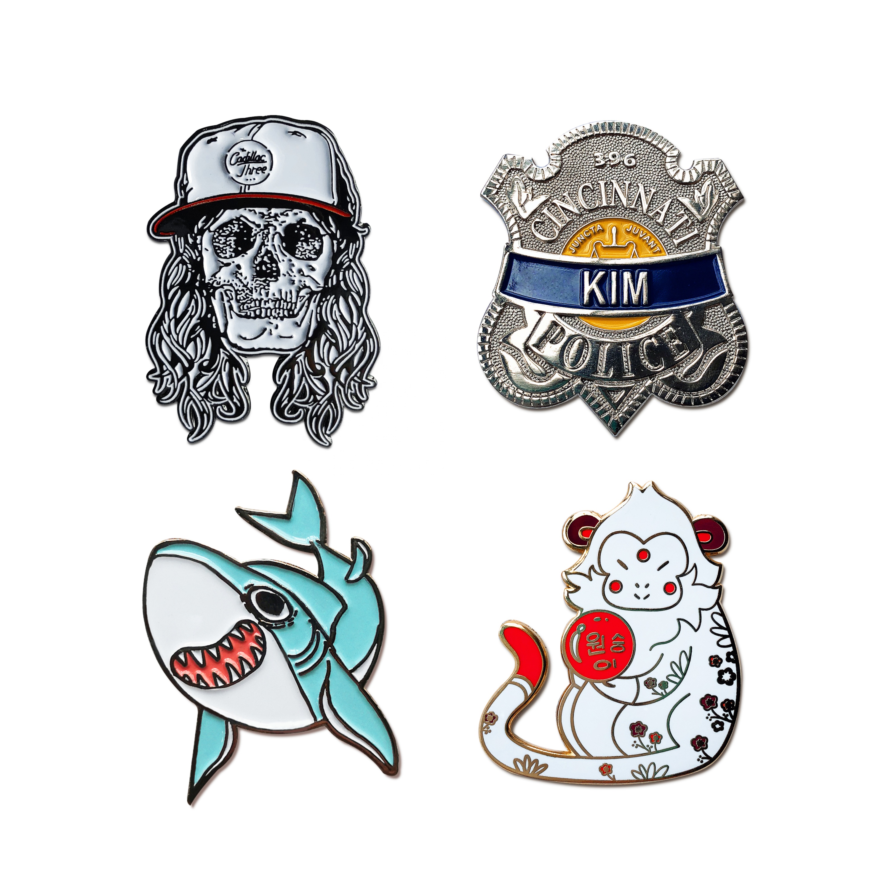 Factory custom no MOQ high quality Shark pin insignia soft hard enamel pin