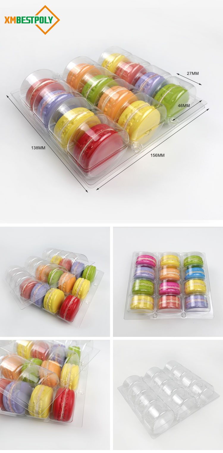 12 Macaron Tray Custom Clear Blister Plastic Macaron Packaging