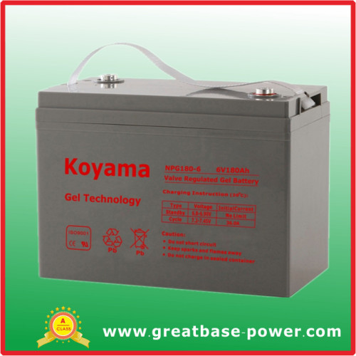 Long Life Solar Energy System Gel Battery 6V 180ah