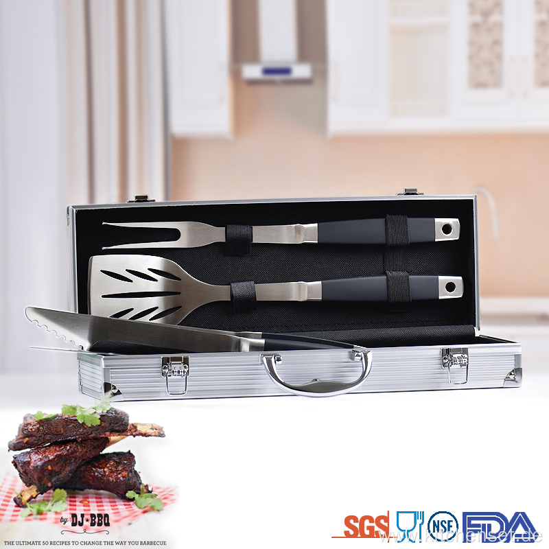 TPR soft handle barbecue bbq grilling tool set