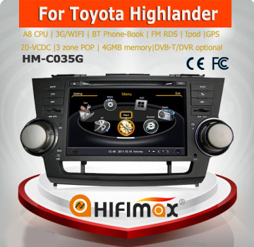 Hifimax toyota highlander car dvd gps navigation system toyota highlander car dvd player gps dvd toyota highlander accessories