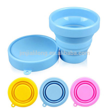 FDA Good Durable Folding Drinking Cup with Lid Foldable Expandable Silicone Cup