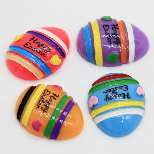 Colorful 100pcs/bag Easter Egg Shaped Resin Cabochon For Handmade Craftwork Beads Decor Slime Holiday Ornaments