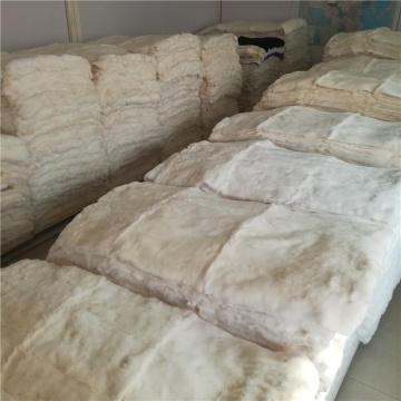 Garments using real Genuine white Rex Rabbit Skin Fur Plate Rug Throw Blanket