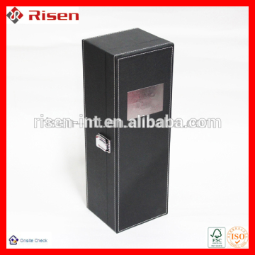 black color customized mental logo wine packaging box