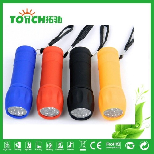 Palstic colorful mini 9LEDs flashlight for wholesale