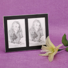 Mirror aluminum double photo frame