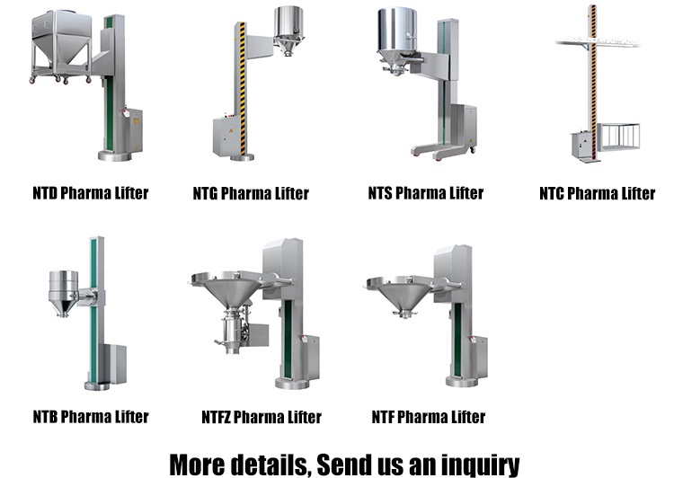 pharmaceutical pharma bin hopper lifter charging machine