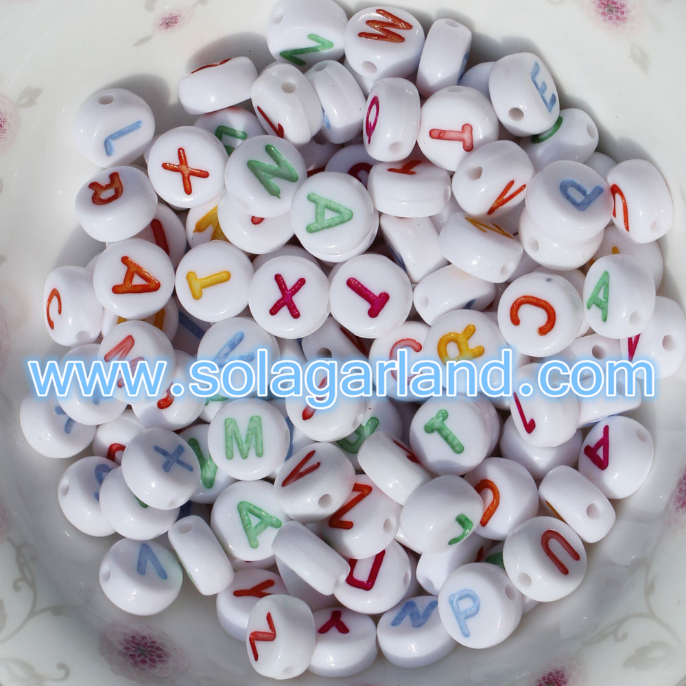 7MM Round Flat Letter Beads