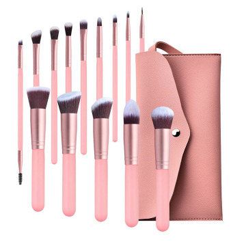 Premium Custom Logo Makeup Brush Set with PU Organizer Box - 14pcs Synthetics for Foundations and Powders