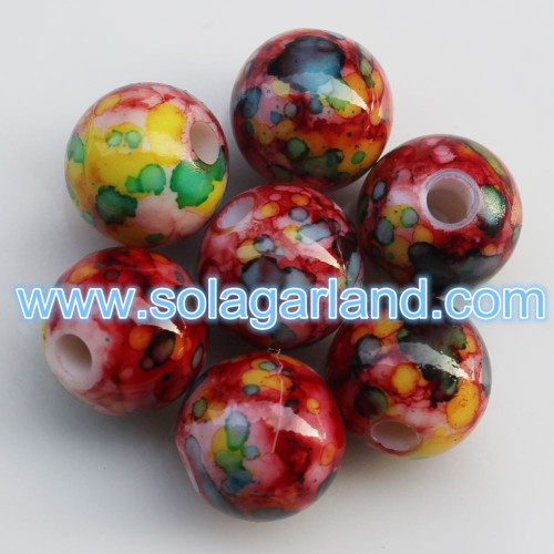 12MM 14MM Plastic Round Loose Spacer Painted Chunky Beads