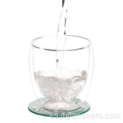 Taza de vidrio de borosilicato de doble pared para agua