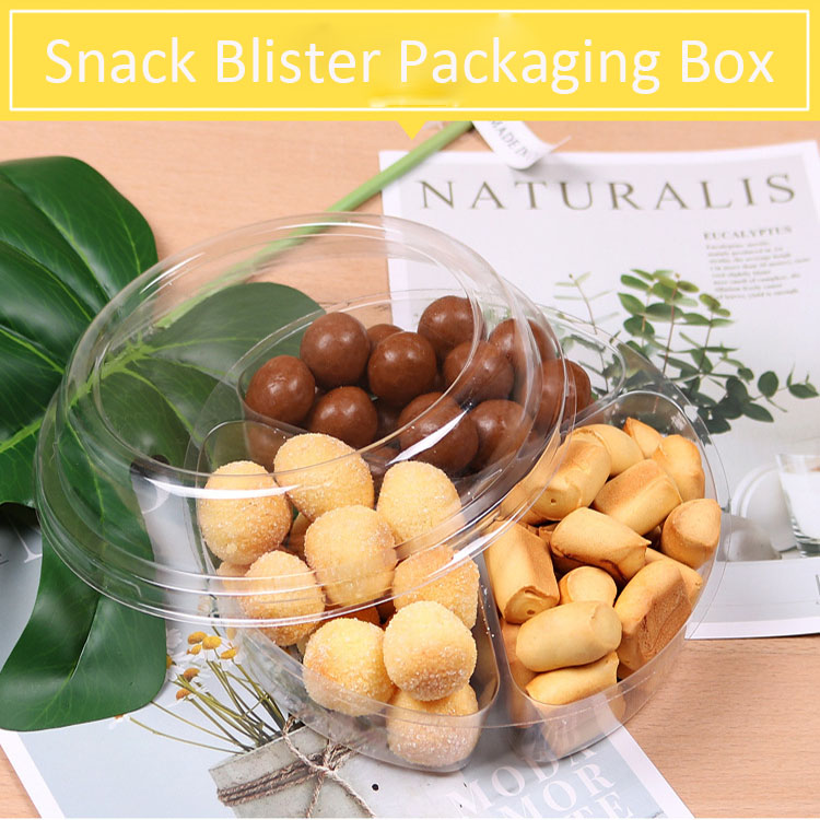 3-fach durchsichtige Blister-Snack-Verpackungsbox aus Kunststoff