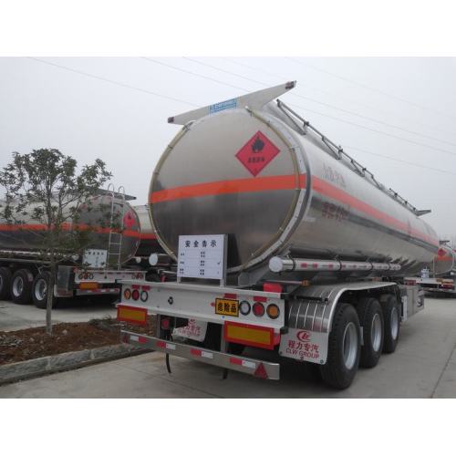 Tri-Axle 30000 33000 ลิตรความจุน้ำมันเบนซิน Ridged Trailer รถพ่วงบรรทุกน้ำมันเชื้อเพลิง