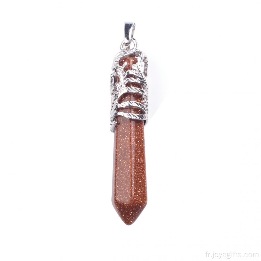 Tendance Ouest Hexagone Rouge Goldstone Alliage Pendentif Collier Bijoux Pendule