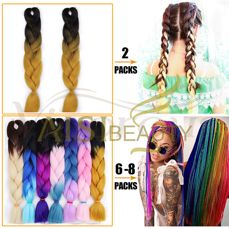 Aisi Beauty Topselling Wholesale Cheap Vendor Ombre Color Jumbo Box Braid Twist Synthetic Crochet Braiding Hair Extensions