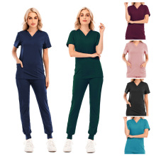 Best Quality Nursing Hospital V Neck Short Sleeve Scrub Uniform Sets