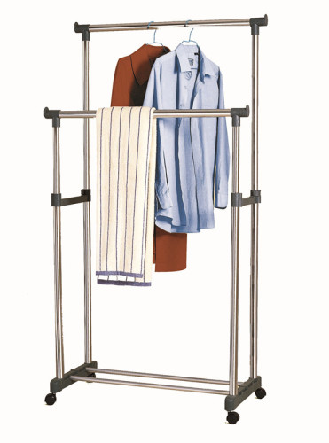 Chrome Double-Rod Extendable Clothes Rack, Garment Drying Hanger Rack (CJ-B1029)