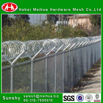 8 gauge galvanized chainlink wire fence top razor wire