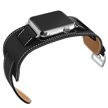 For Apple Watch,leather black cuff watch band for apple watch 42mm 38mm