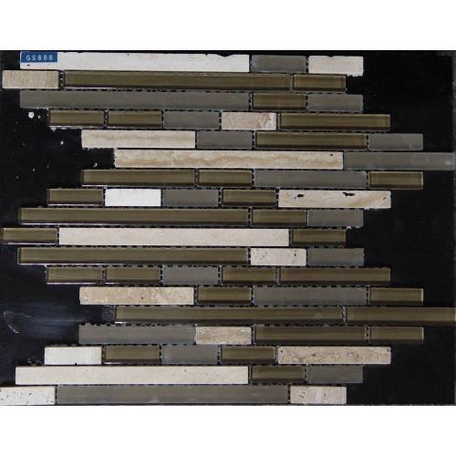 Gray Strip Glass Mixed Marble Decoration Mosaic