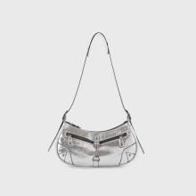 Silver Metallic PU Leather Shoulder Bags for Women