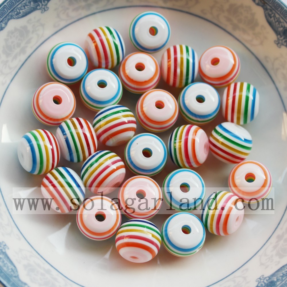 Resin Stripe Chunky Beads