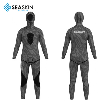 Seaskin Men 3mm camuflagem de duas peças capuz neoprene Suits snorkelling camearfishing massutuário