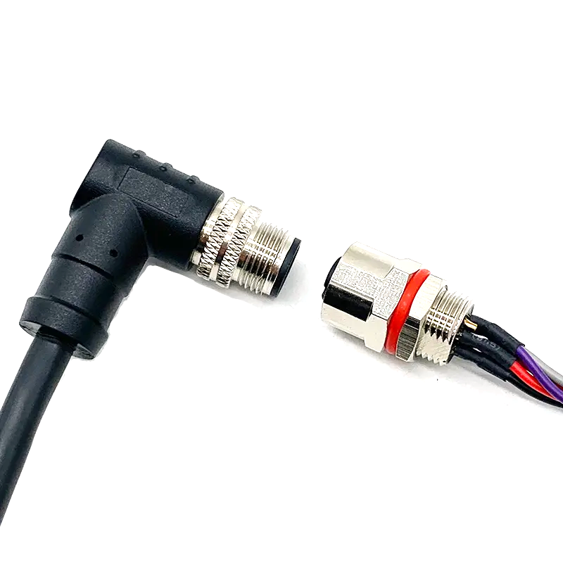 M12 Waterproof Connector Panel Mounting Aviation Electronic Cable