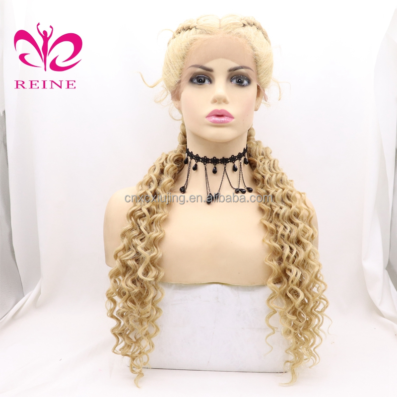 Braided Wig Synthetic Lace Front Wig Heat Resistant Double Box Braid Wigs for Black Women Middle Part Blonde Black Brown Long