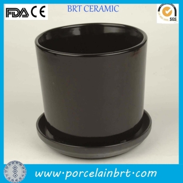 Miniature custom decorative ceramic Black Flower Pot