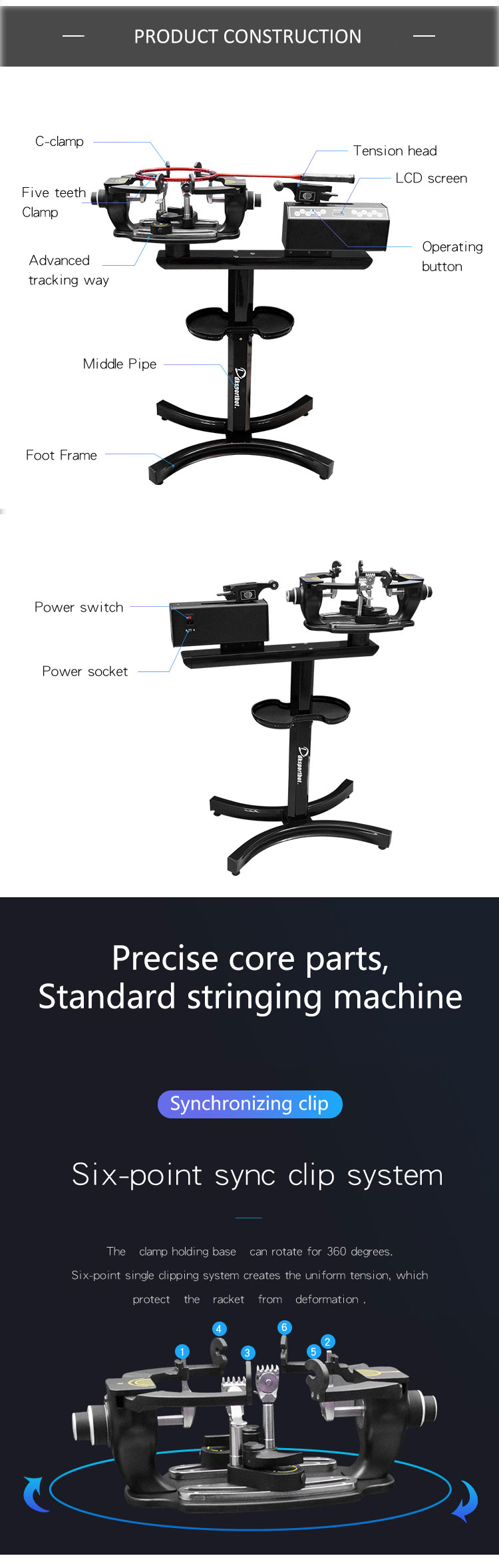 Elektryczna konstrukcja Trwała S516 Badminton Rakieta Stand Stand Stringing Machine Cena