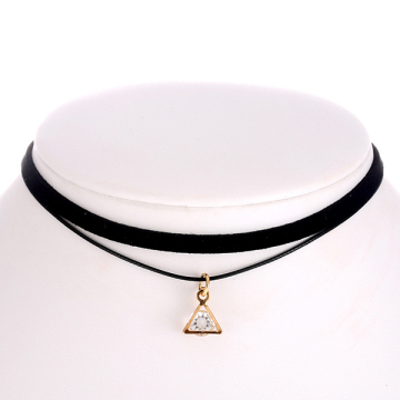 Handmade Black Velvet Collar Choker With Crystal Pendant