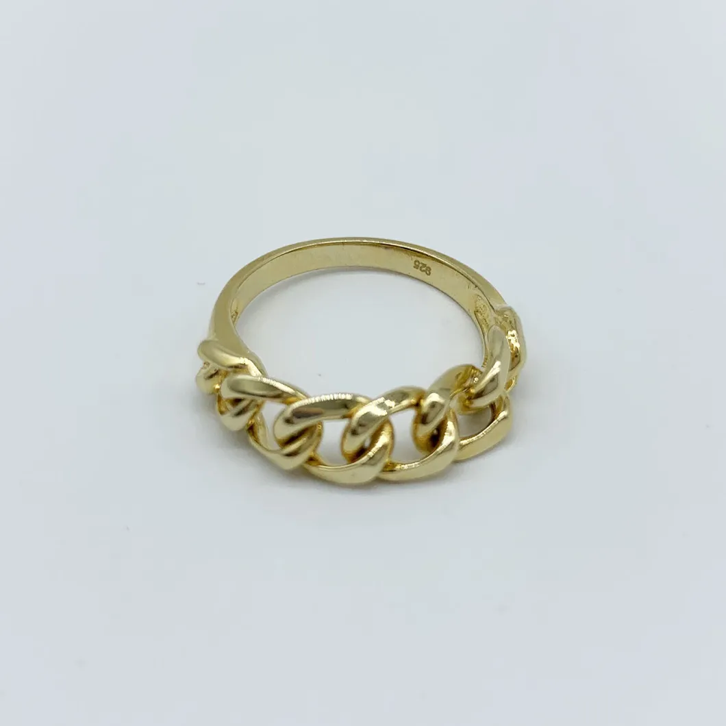 925 Sterling Silver 14K 18K Gold Simple Chain Ring