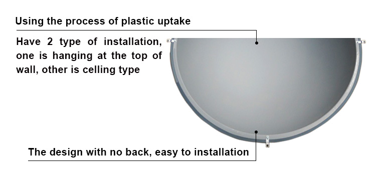 180 degree view 50cm half dome convex mirror for office/convenience store/warehouse observation