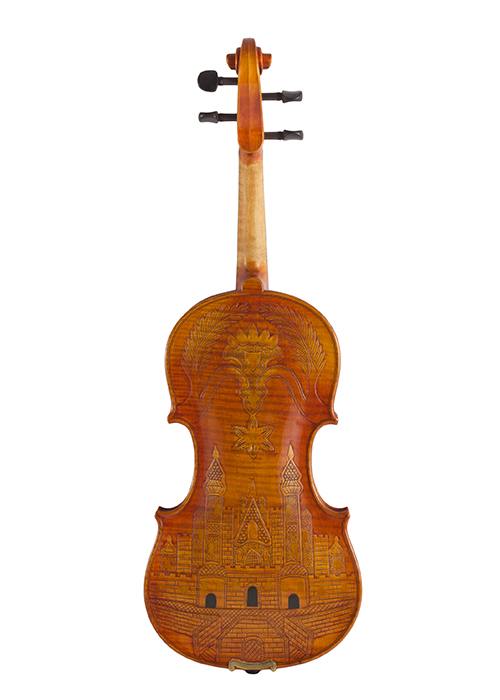 Hand Carving Castle Pattern Violin