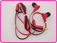 Durable And Lightweight Flat Cable Red Color Metal Earphones, Mobile Phone Earphones