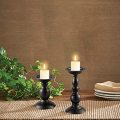 Black Metal Pillar Candle Holders Set of 2