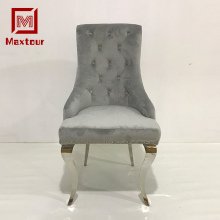 UK Grey Velvet Dining Chairs with Stainless Steel Furniture for Dinner Room