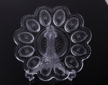 Vintage Pressed glass deviled egg plate